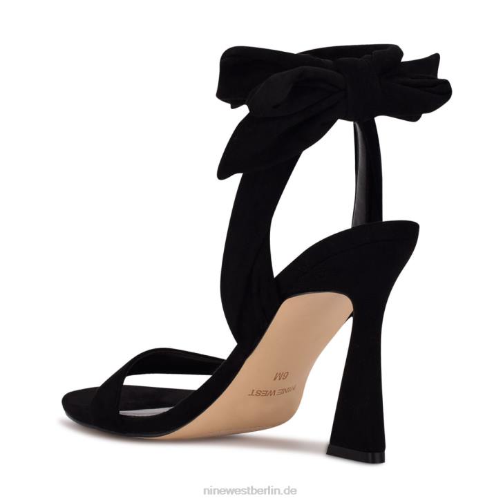 Nine West RR2J623Kelsie Knöchelwickel-Sandalen mit Absatz schwarzes Wildleder