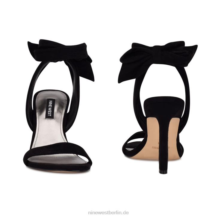 Nine West RR2J623Kelsie Knöchelwickel-Sandalen mit Absatz schwarzes Wildleder