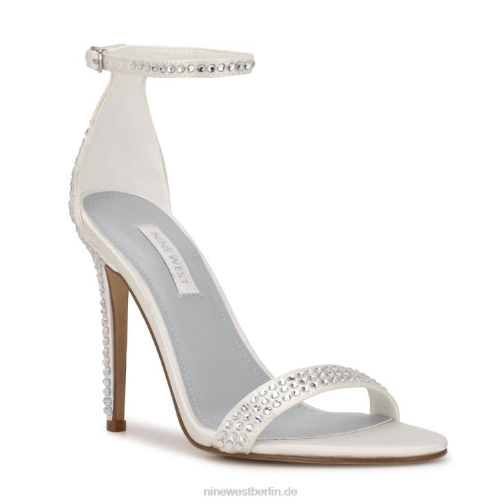 Nine West RR2J637Toria-Sandalen mit Knöchelriemen weißer Satin