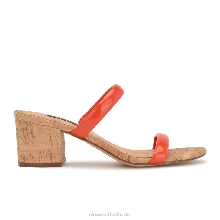 Nine West RR2J804Slide-Sandalen mit Tae-Absatz Orangefarbener Kork