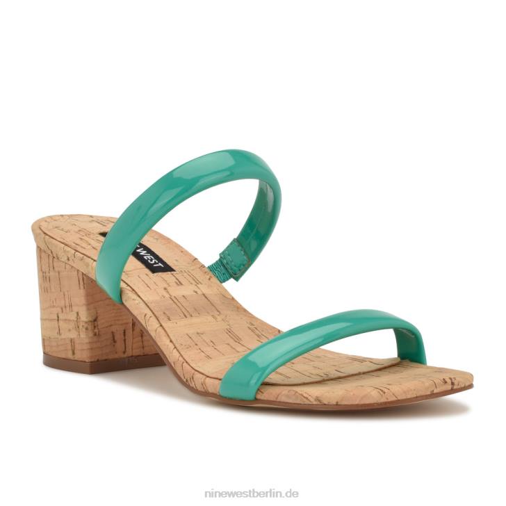 Nine West RR2J806Slide-Sandalen mit Tae-Absatz smaragdgrüner Kork