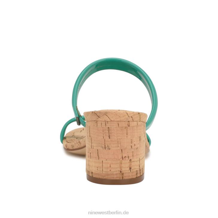 Nine West RR2J806Slide-Sandalen mit Tae-Absatz smaragdgrüner Kork