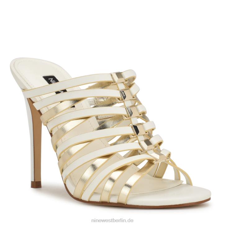 Nine West RR2J1703Must-have-Slide-Sandalen mit Absatz weißes Platin