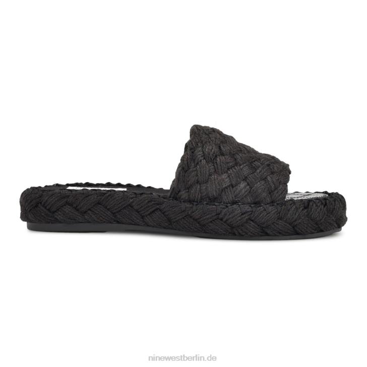 Nine West RR2J653Stef gewebte Slide-Sandalen Schwarz