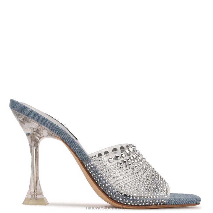 Nine West RR2J877Slide-Sandalen mit Reißverschluss und Strass-Absatz