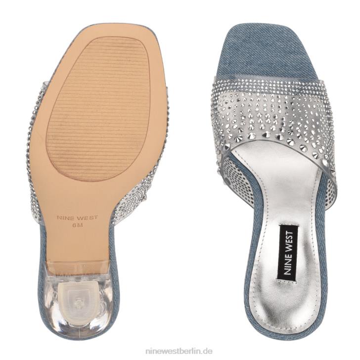 Nine West RR2J877Slide-Sandalen mit Reißverschluss und Strass-Absatz