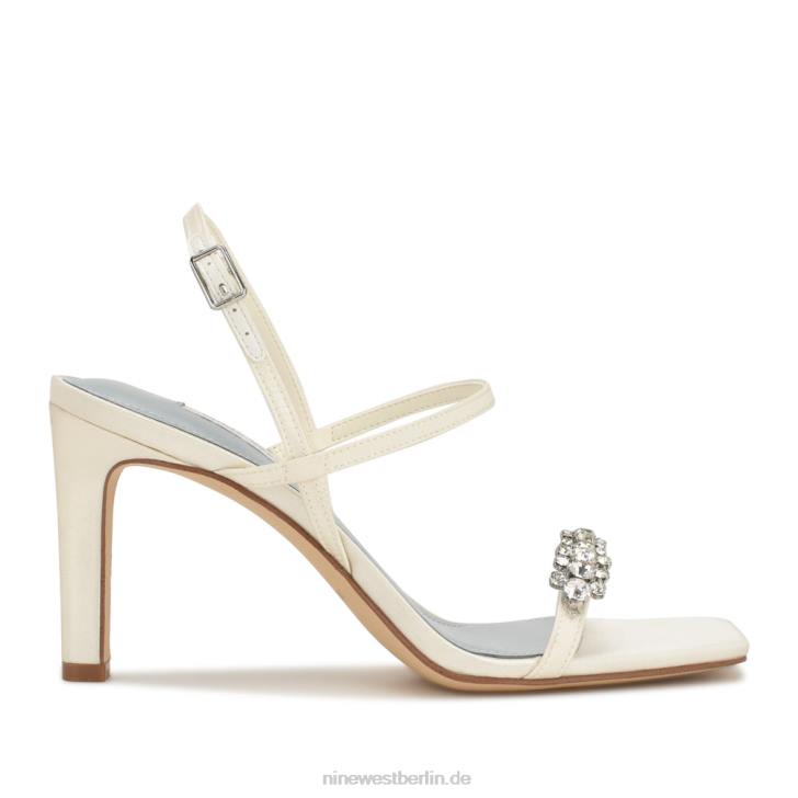 Nine West RR2J161Oreece-Slingback-Sandalen mit Absatz Elfenbeinfarbener Satinkristall