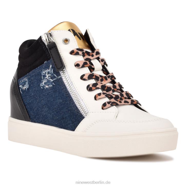 Nine West RR2J885Tons High-Top-Sneaker mit verstecktem Keilabsatz schwarz/Jeans