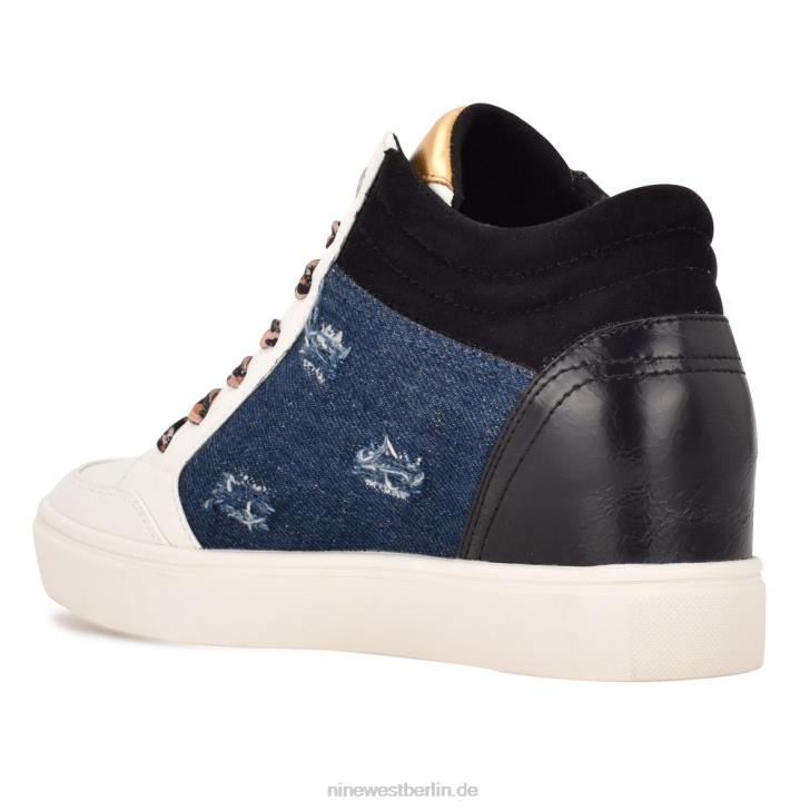 Nine West RR2J885Tons High-Top-Sneaker mit verstecktem Keilabsatz schwarz/Jeans