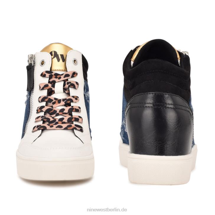 Nine West RR2J885Tons High-Top-Sneaker mit verstecktem Keilabsatz schwarz/Jeans