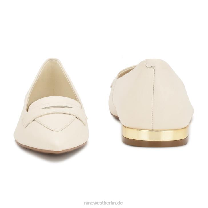 Nine West RR2J2100Lallin-Loafer mit spitzer Zehenpartie schickes cremefarbenes Leder