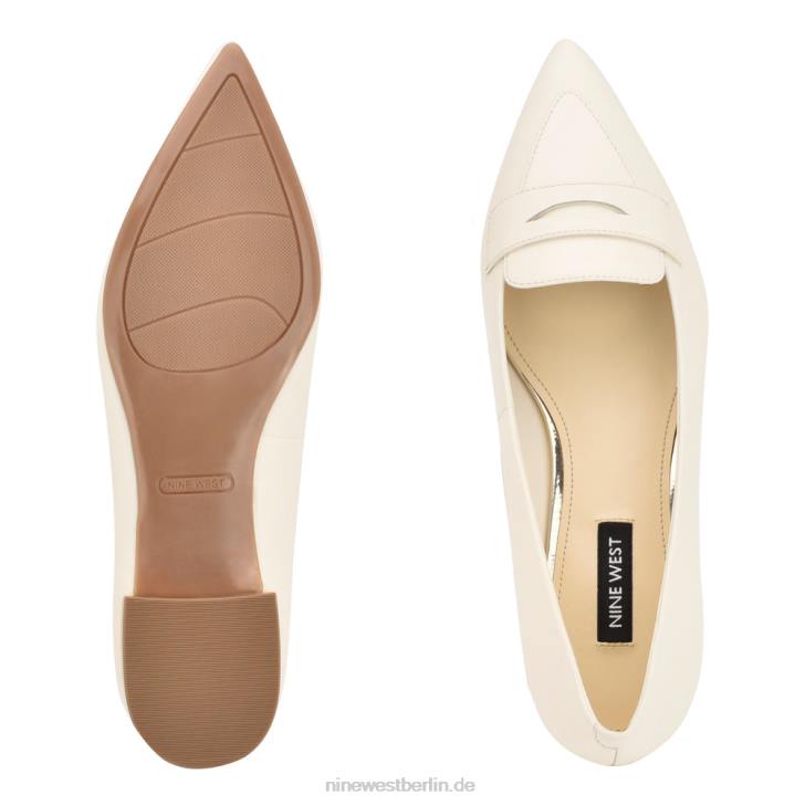 Nine West RR2J2100Lallin-Loafer mit spitzer Zehenpartie schickes cremefarbenes Leder