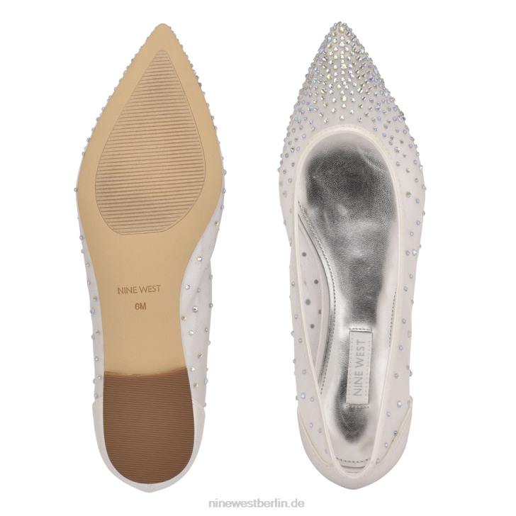 Nine West RR2J2289Boost-Flats mit spitzer Zehenpartie weißes Netz