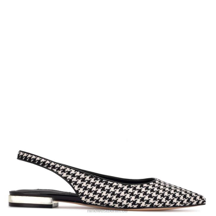 Nine West RR2J1097Lucee Slingback-Flats mit spitzer Zehenpartie schwarz/weißer Hahnentritt