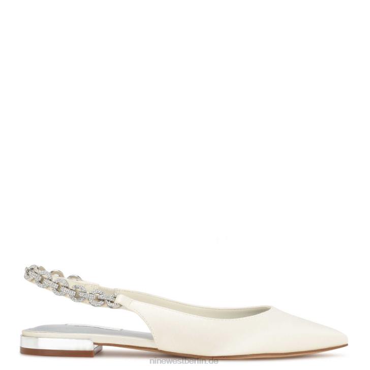 Nine West RR2J1783Loriah Slingback-Flats Elfenbeinfarbener Satinkristall