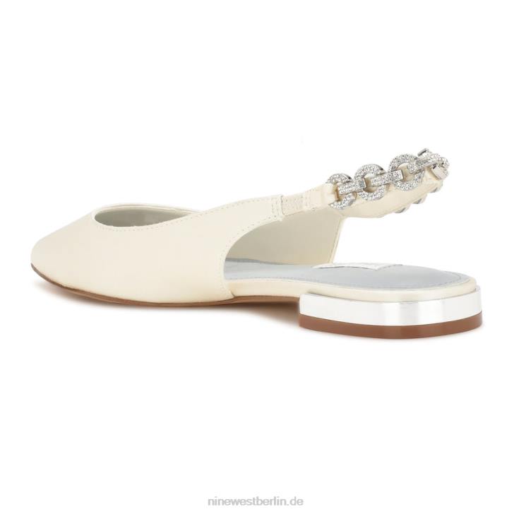 Nine West RR2J1783Loriah Slingback-Flats Elfenbeinfarbener Satinkristall