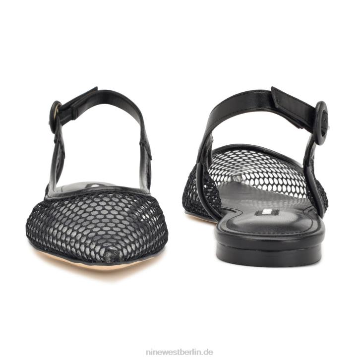 Nine West RR2J2305Flache Slingback-Schuhe aus Branid-Mesh schwarz/klar