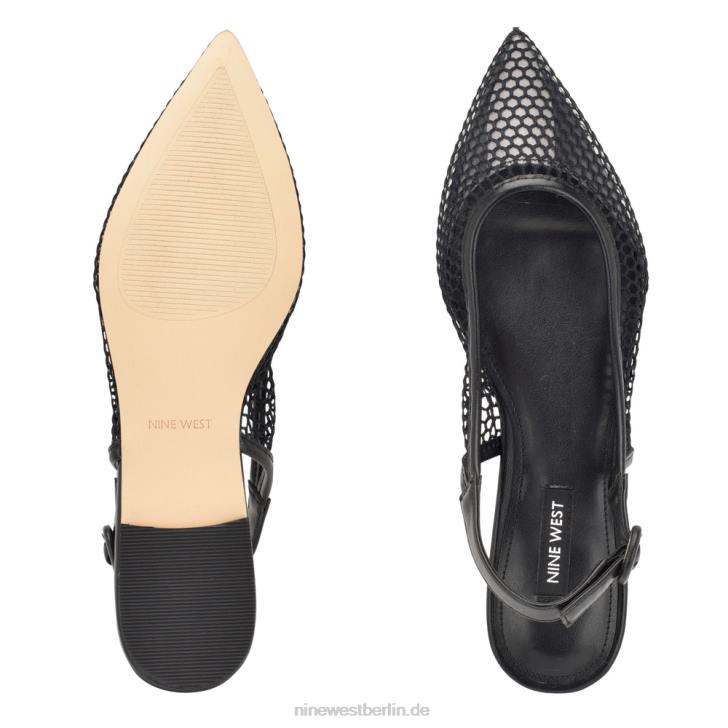 Nine West RR2J2305Flache Slingback-Schuhe aus Branid-Mesh schwarz/klar