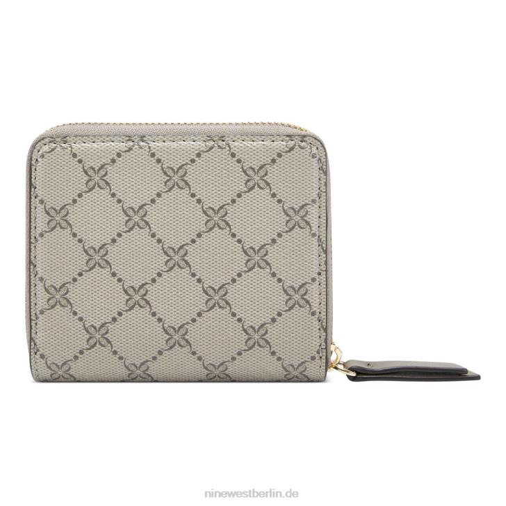 Nine West RR2J2847Lawson-Geldbörse mit umlaufendem Reißverschluss Beiges Logo/Feuerstein