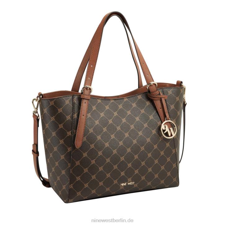 Nine West RR2J2698Kylee mittelgroße Trap-Tasche braunes Logo/Hellbraun