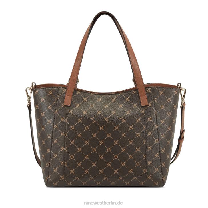 Nine West RR2J2698Kylee mittelgroße Trap-Tasche braunes Logo/Hellbraun
