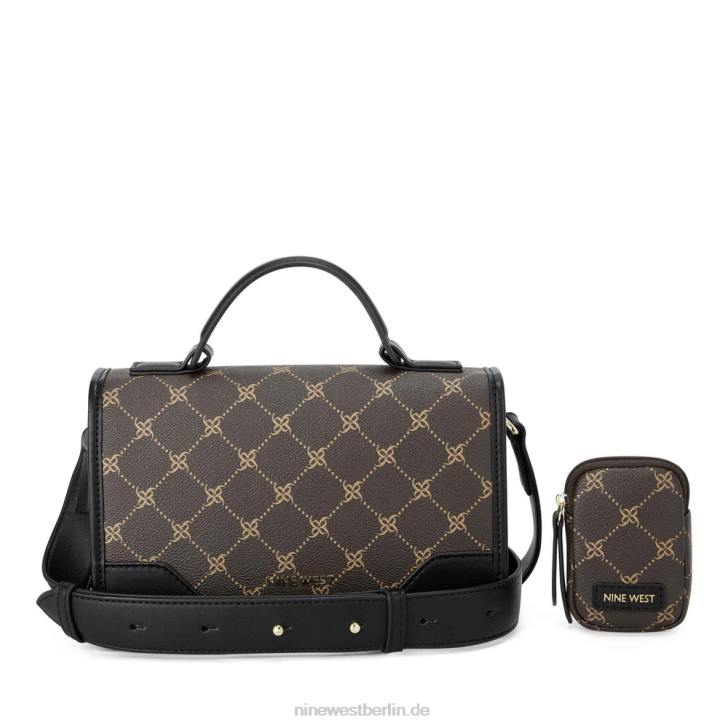 Nine West RR2J2675Brooklyn Umhängetasche mit Klappe Braun schwarz