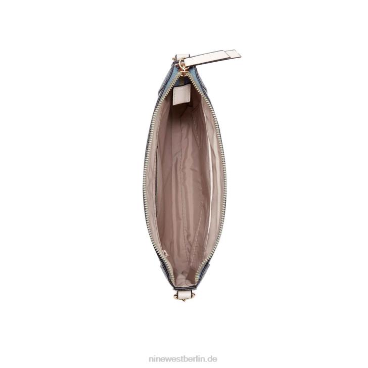 Nine West RR2J2430Basil Top-Umhängetasche mit Reißverschluss Chambray-Logo/Milch