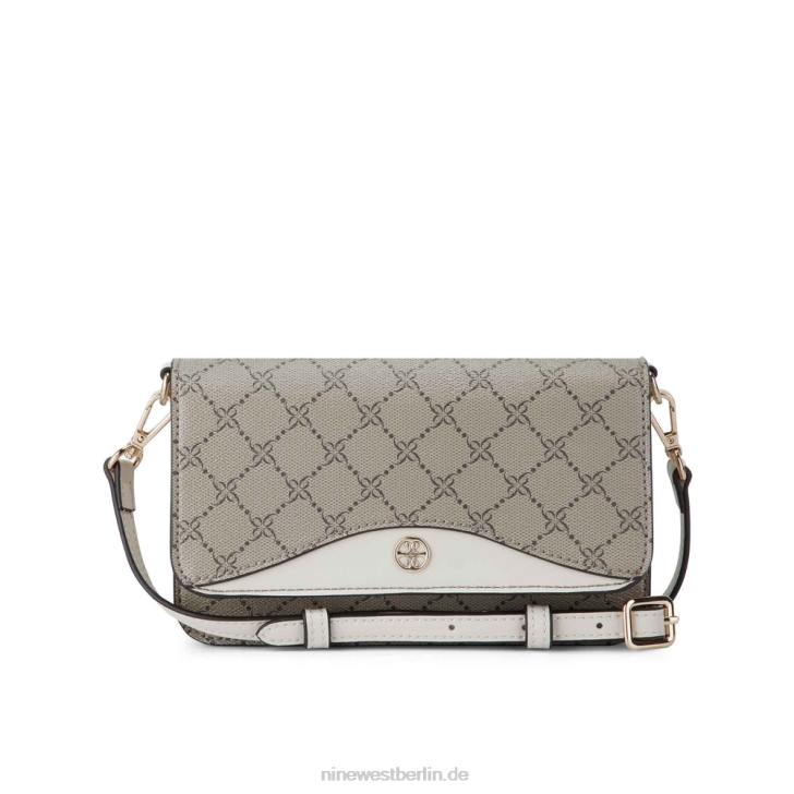 Nine West RR2J2501Kyelle-Geldbörse an einer Schnur Beiges Logo/Milch