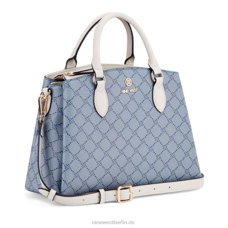 Nine West RR2J2552Zenith kleine Umhängetasche mit drei Fächern Chambray-Logo/Milch