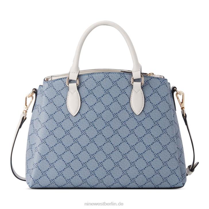 Nine West RR2J2552Zenith kleine Umhängetasche mit drei Fächern Chambray-Logo/Milch