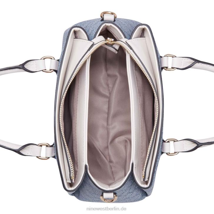 Nine West RR2J2552Zenith kleine Umhängetasche mit drei Fächern Chambray-Logo/Milch