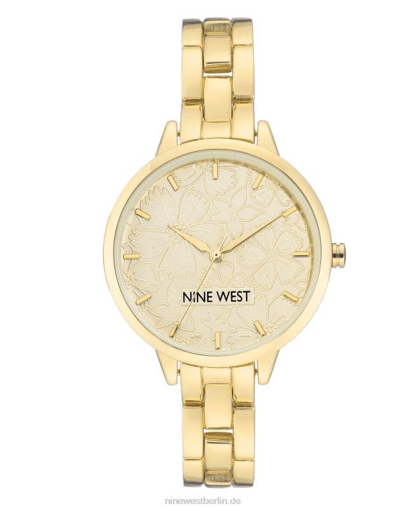 Nine West RR2J2866Armbanduhr mit floralem Zifferblatt Goldton