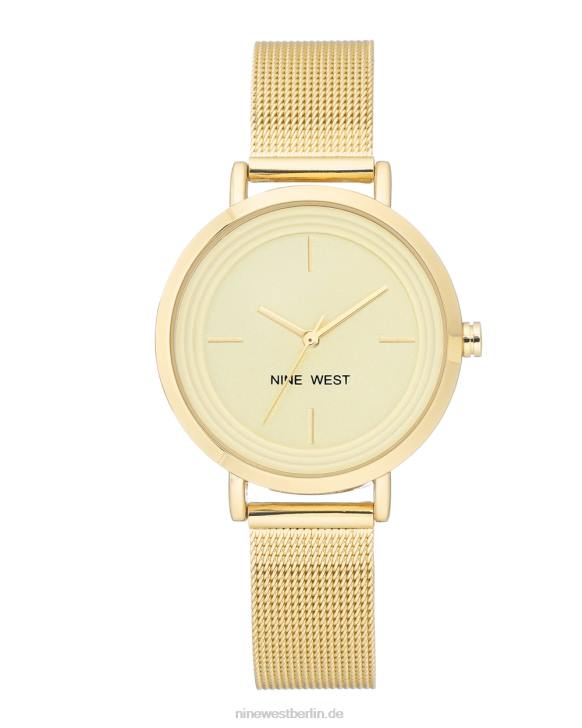 Nine West RR2J2869minimalistische Mesh-Armbanduhr Goldton
