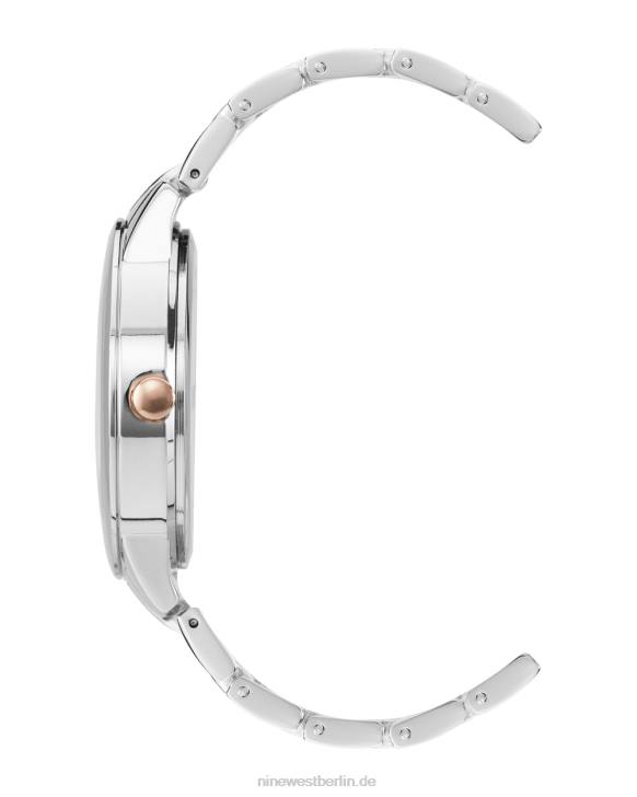 Nine West RR2J2873Armbanduhr aus Metall mit floralem Zifferblatt silberton