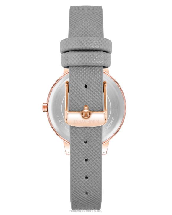 Nine West RR2J2884Uhr mit Saffiano-Armband und floralem Zifferblatt grau