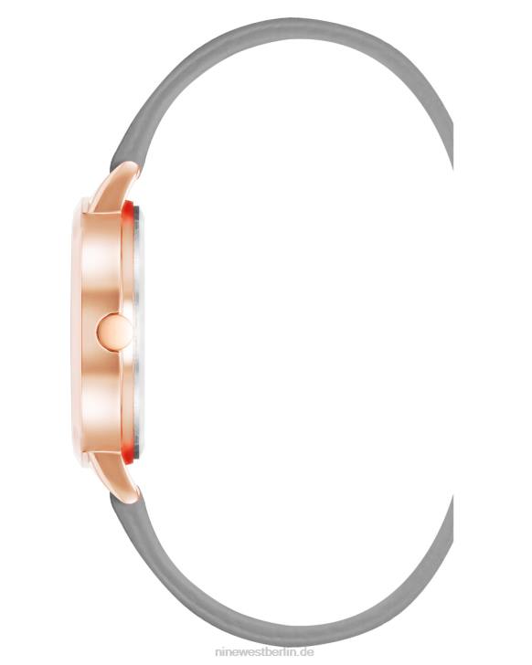 Nine West RR2J2884Uhr mit Saffiano-Armband und floralem Zifferblatt grau